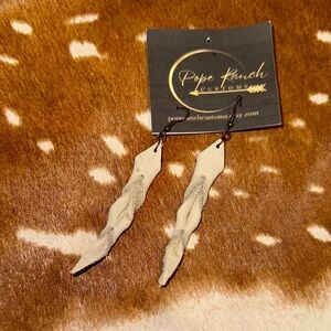 Cream Leather Earrings